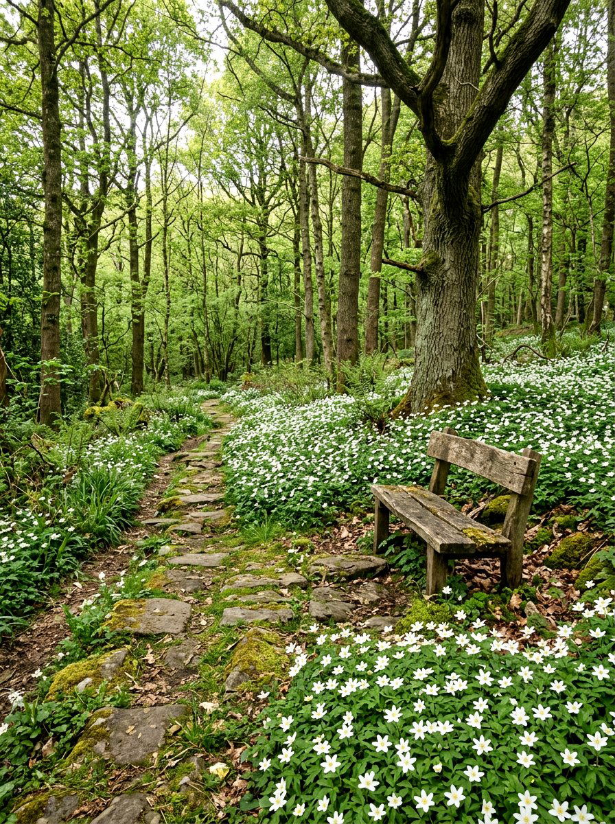 Wood Anemone Shady Border - 30 spring bulb border ideas