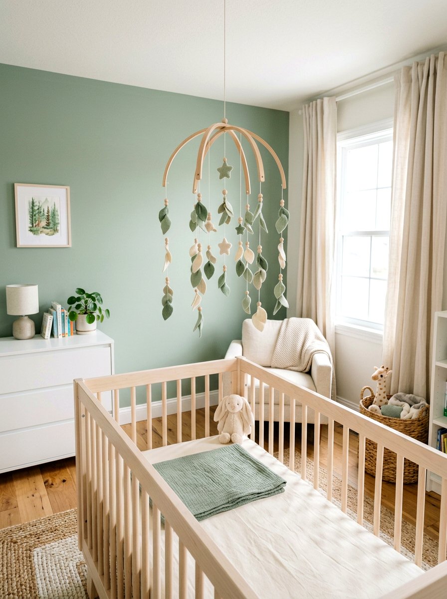 Wood Baby Mobile - 30 sage and cream nursery ideas