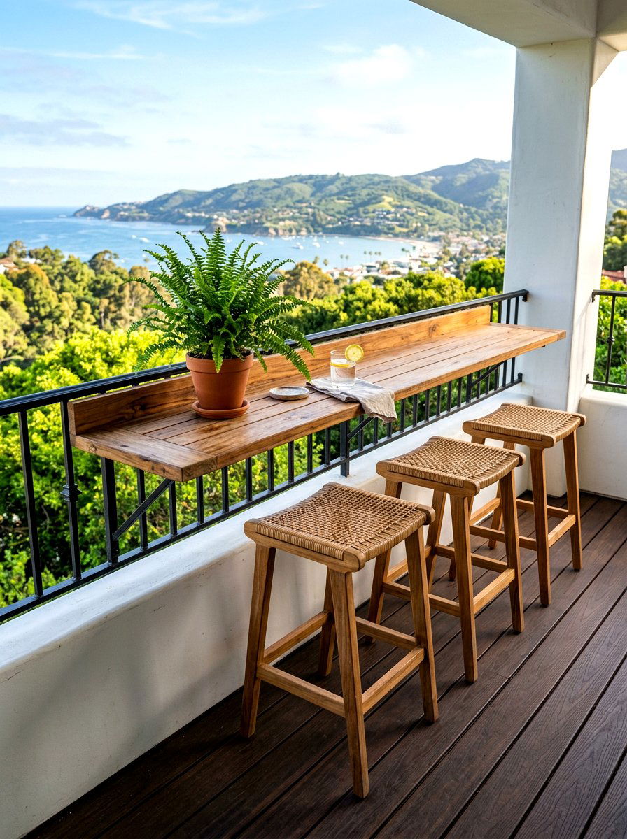 Wood Bar Balcony Table - 30 balcony breakfast table ideas