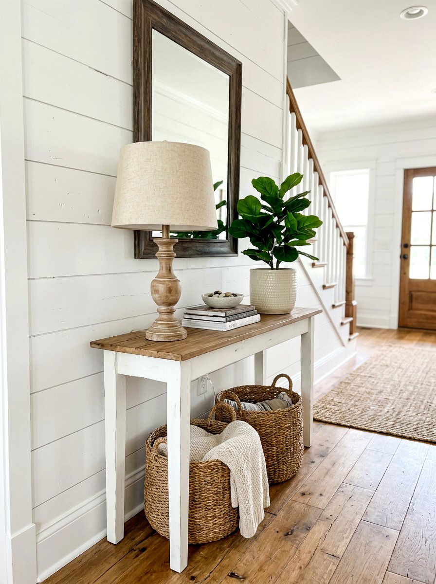Wood Base Lamp - 30 console table lamp ideas