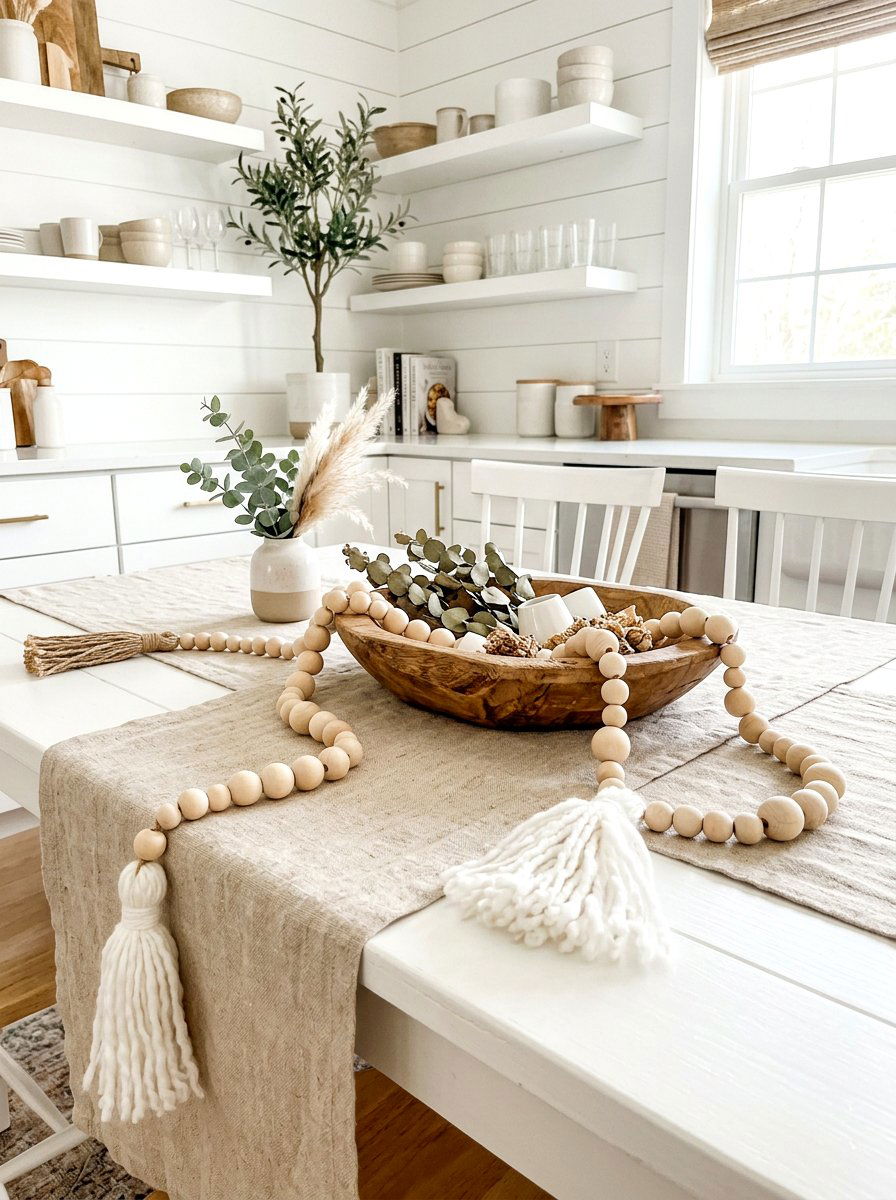 Wood Bead Kitchen Table Garland - 30 kitchen table decor ideas