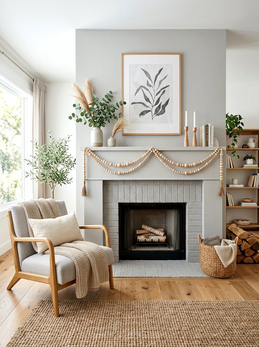 Wood Bead Mantel - 30 holiday mantel garland ideas