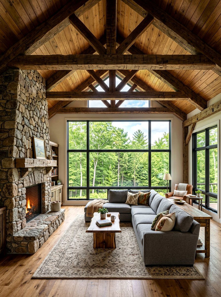 Wood Beam Ceiling Family Room - 30 biophilic interior design ideas