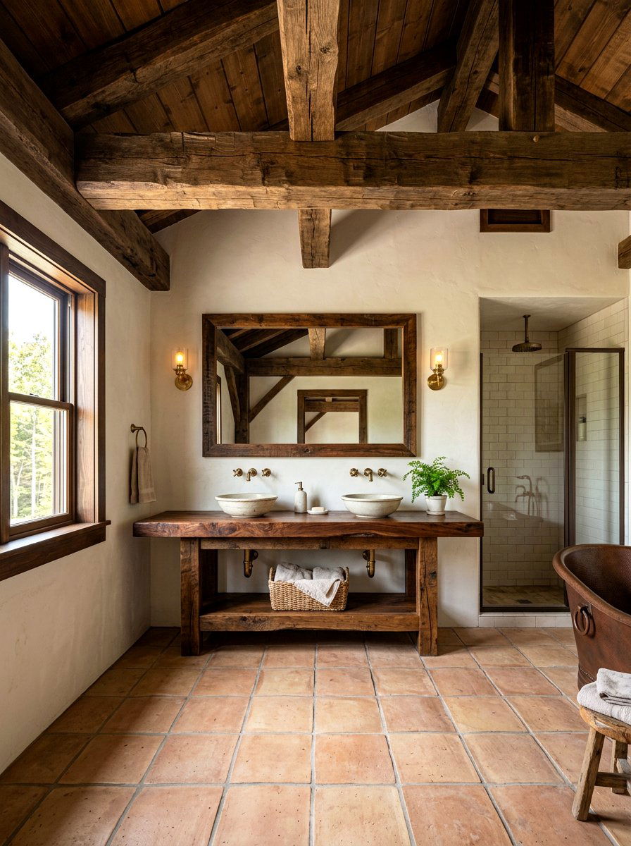 Wood Beam Rustic Bathroom - 30 Mediterranean bathroom ideas