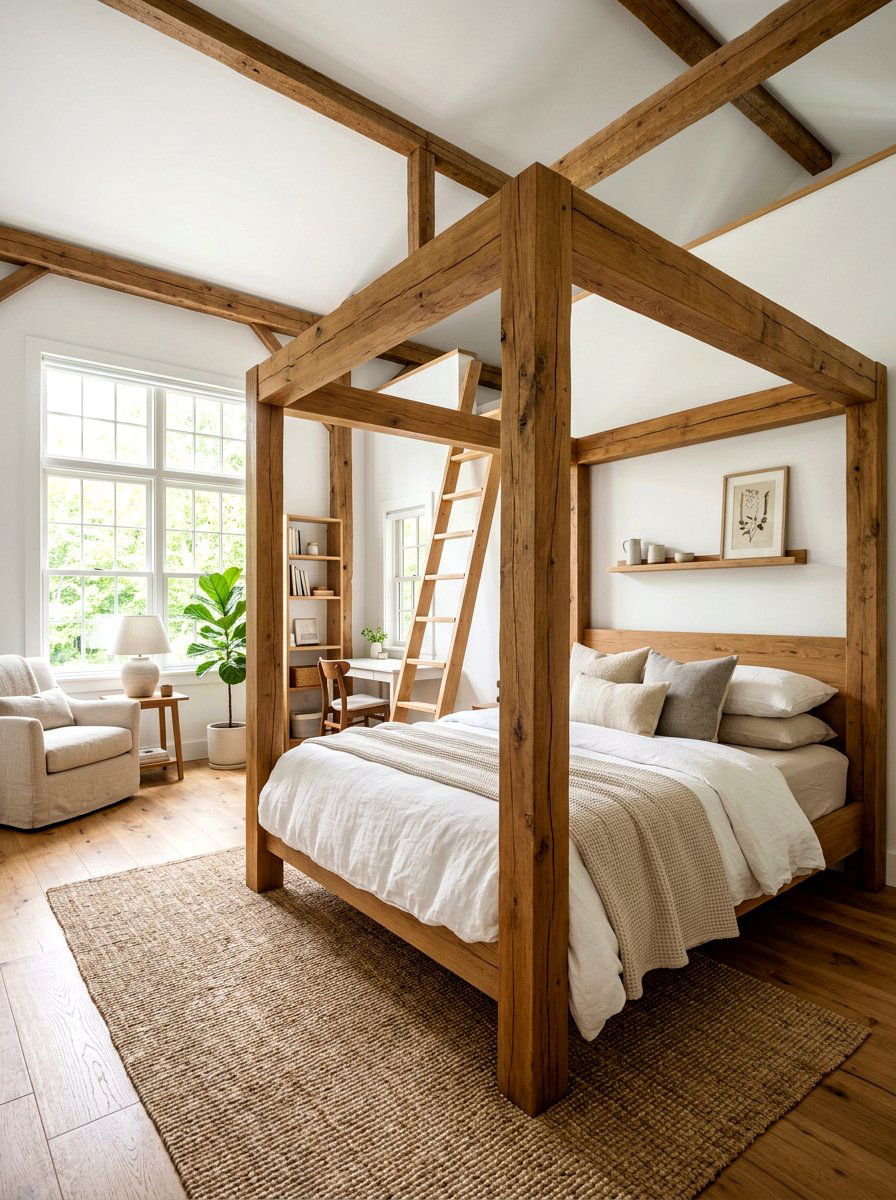 Wood Beam Studio Bed - 30 bed nook studio ideas
