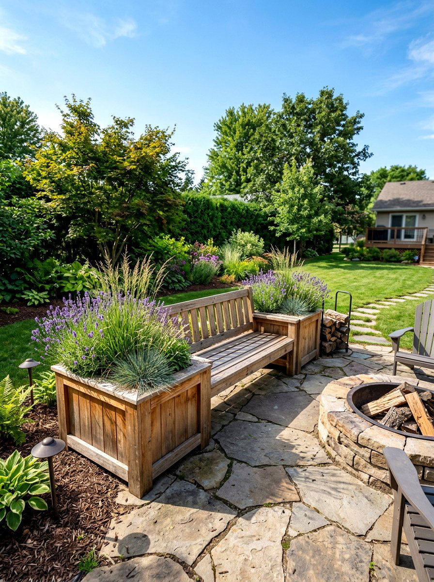 Wood Bench Planter Combo - 30 wooden planter ideas