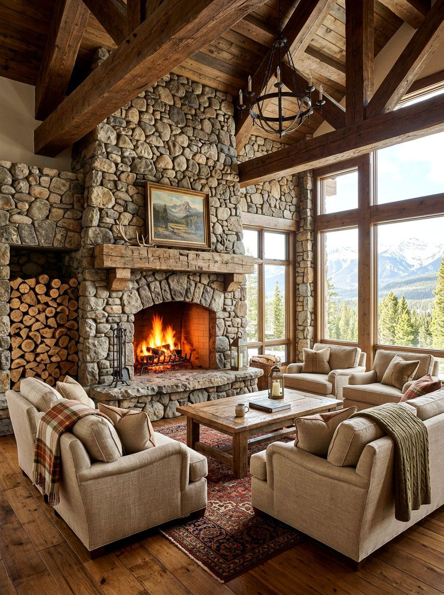 Wood Burning Fireplace Seating - 30 analog living room ideas