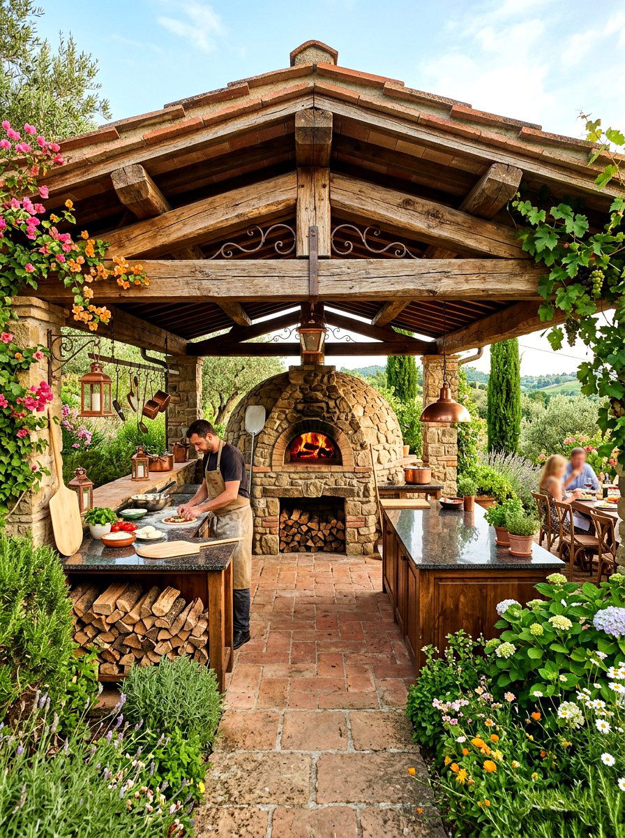 Wood Burning Pizza Oven Pavilion - 30 outdoor pavilion kitchen ideas