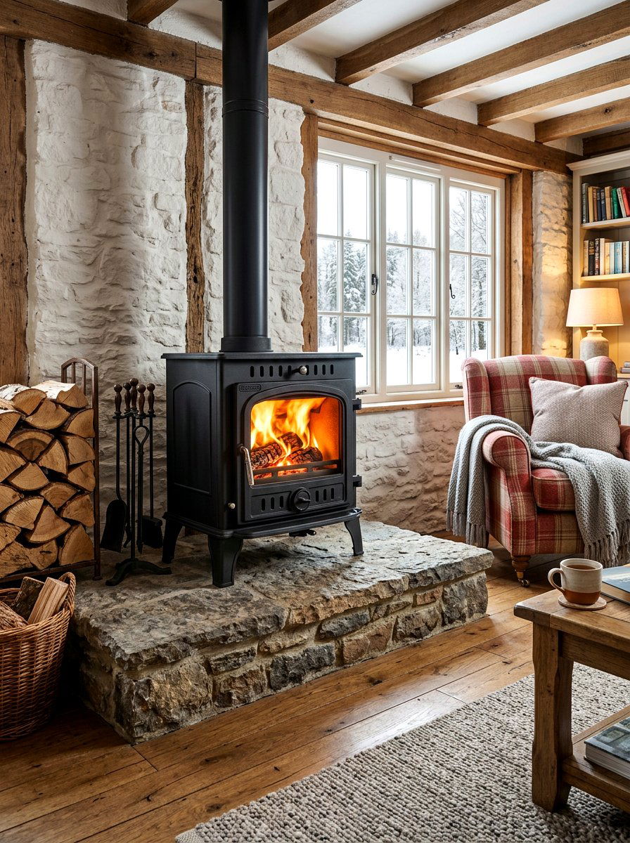 Wood Burning Stove - 30 English country living room ideas