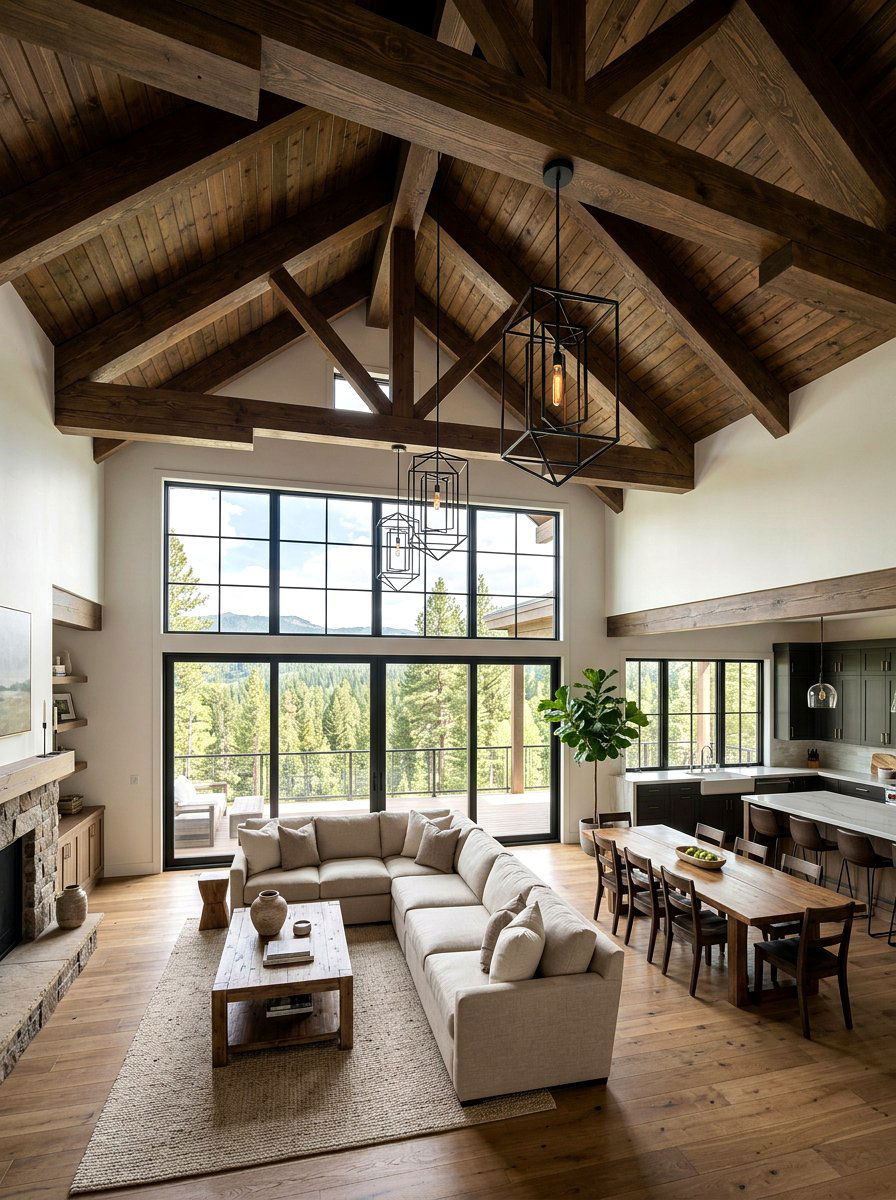 Wood Ceiling Beams Black Light Fixtures - 30 black and wood decor ideas