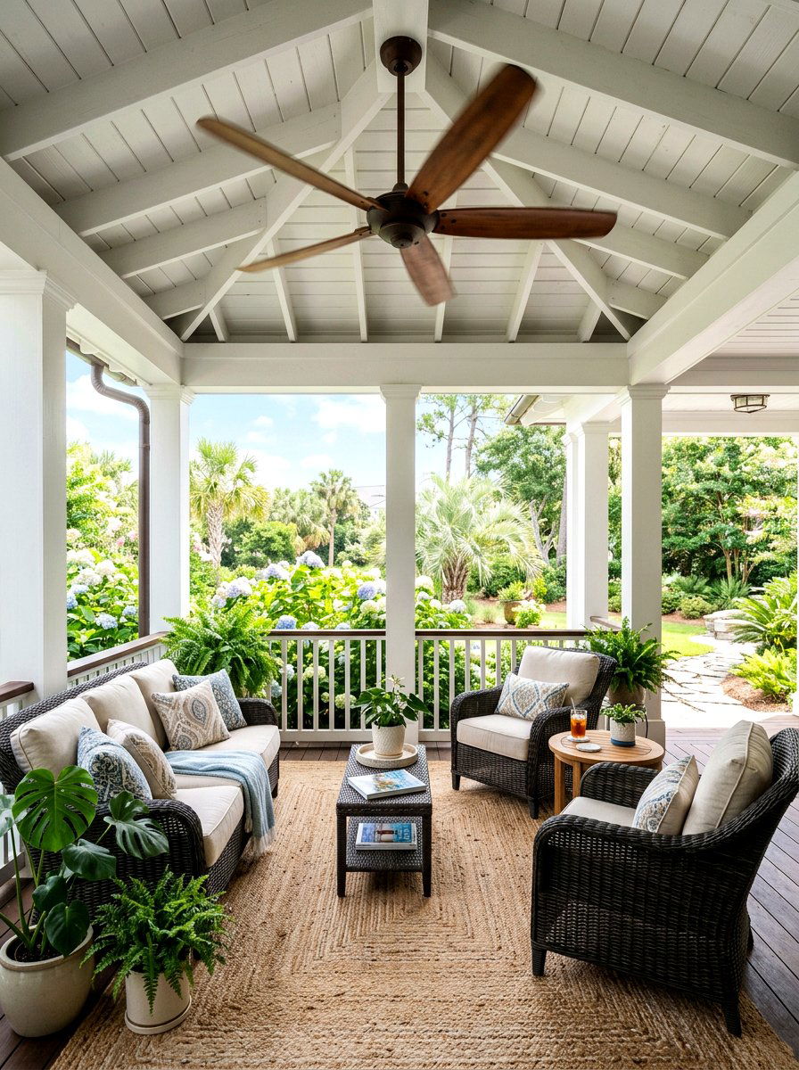 Wood Ceiling Fan - 30 front porch spring refresh ideas
