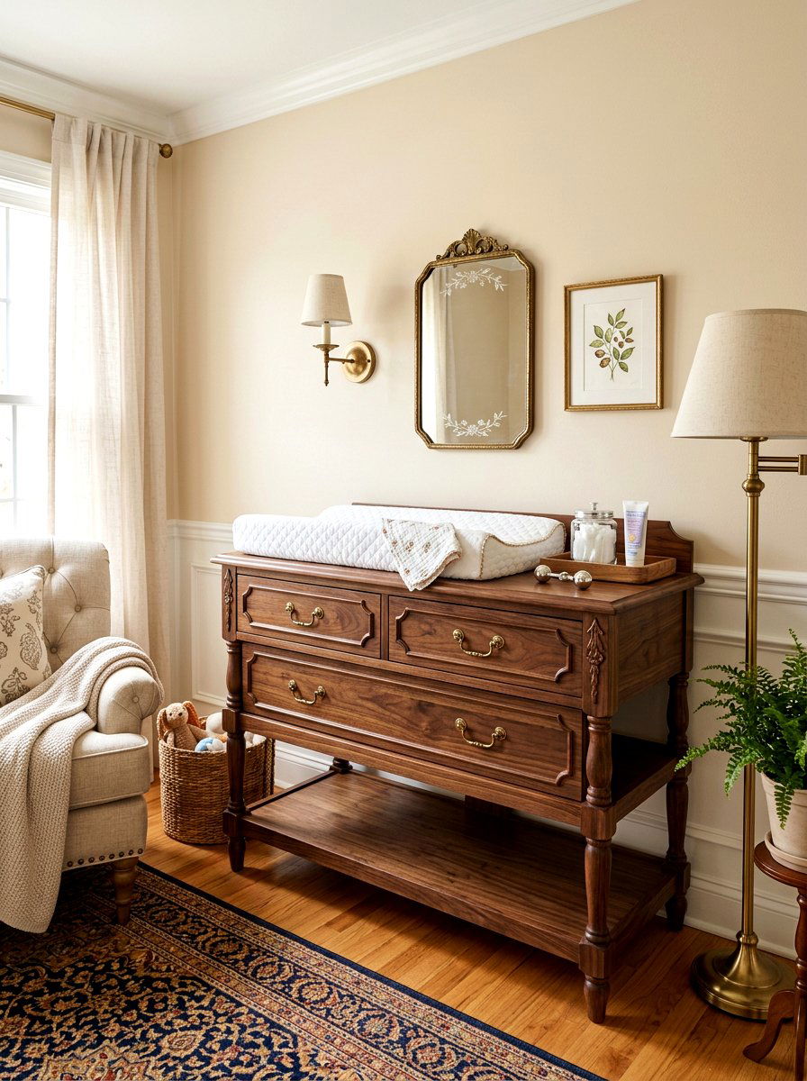 Wood Changing Table - 30 gender neutral heirloom nursery ideas