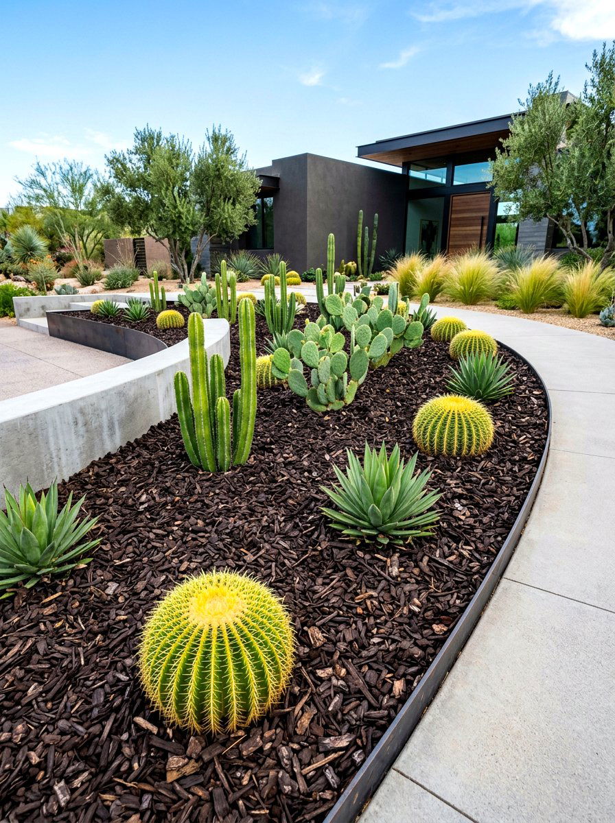 Wood Chip And Cactus Mulch - 30 cactus garden ideas