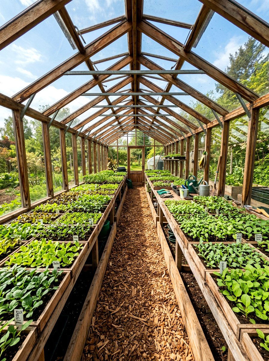 Wood Chip Greenhouse Path - 30 greenhouse walkway ideas