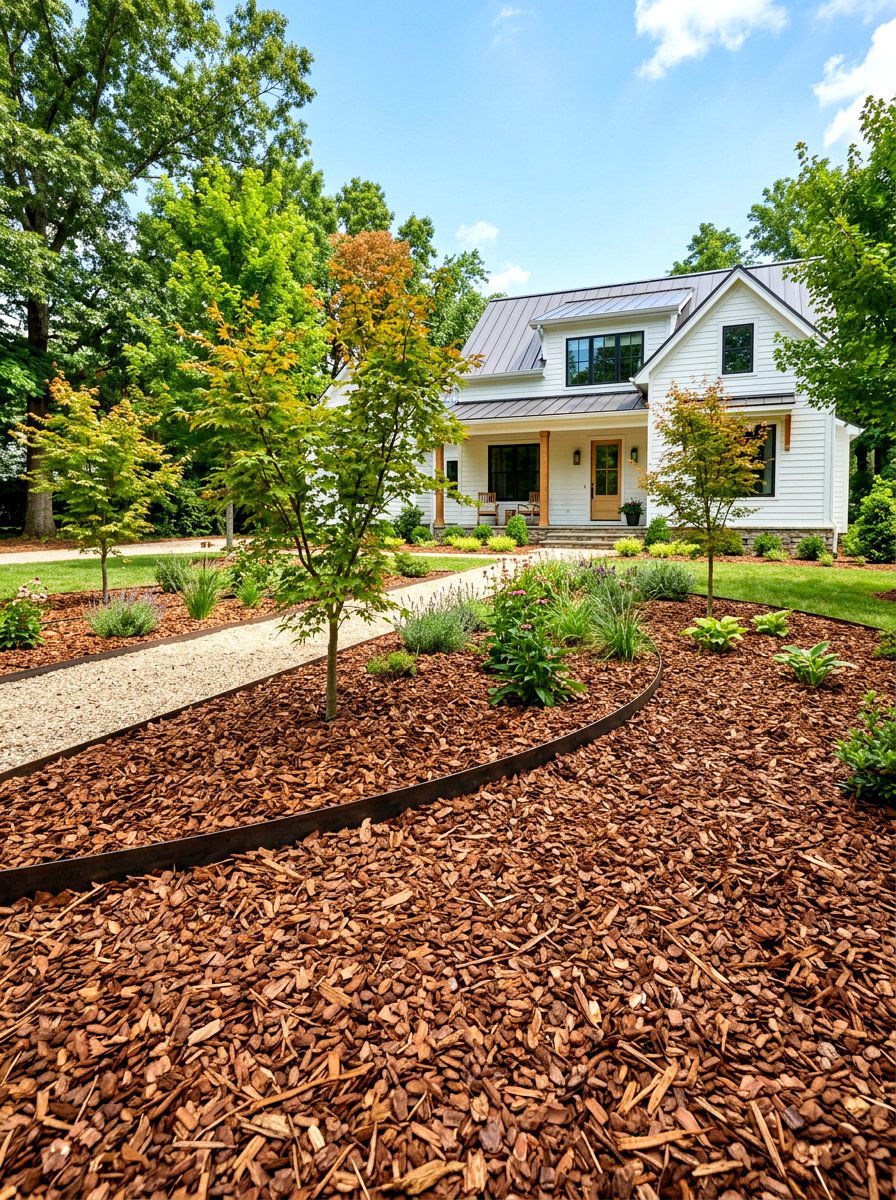 Wood Chip Mulch - 30 no mow front yard ideas