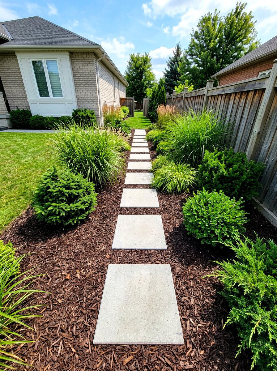 Wood Chip Mulch - 30 side yard garden ideas