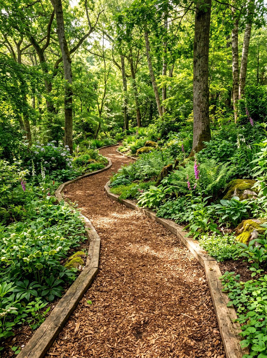 Wood Chip Paths - 30 erosion control landscaping ideas