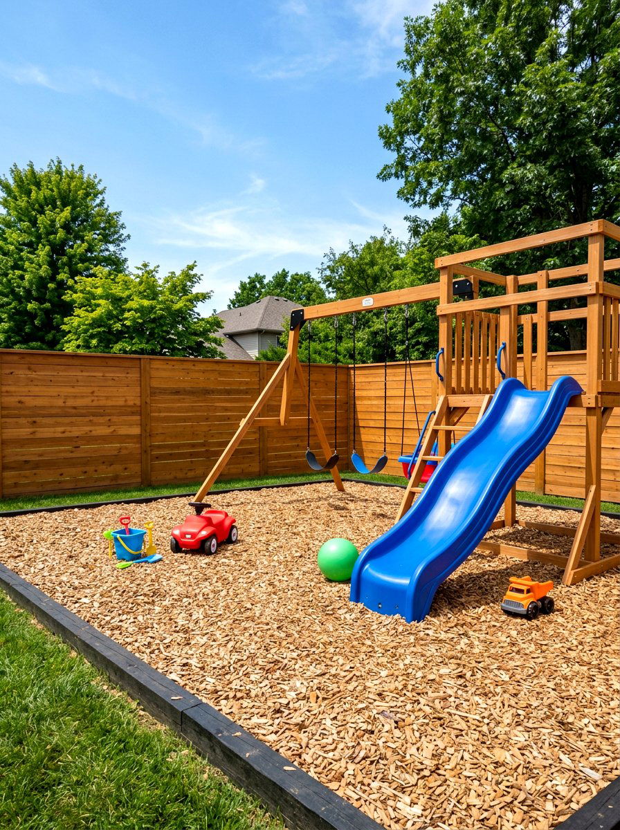 Wood Chip Play Area - 30 mulch landscaping ideas