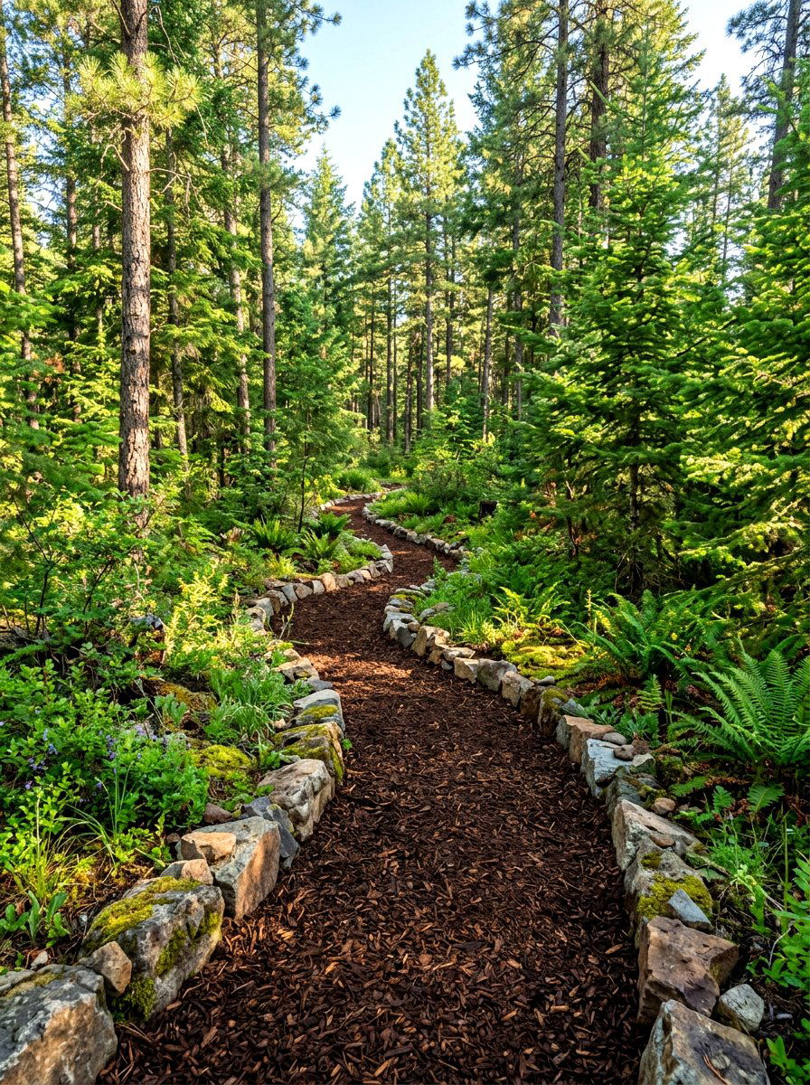 Wood Chip Swale Path - 30 swale landscaping ideas
