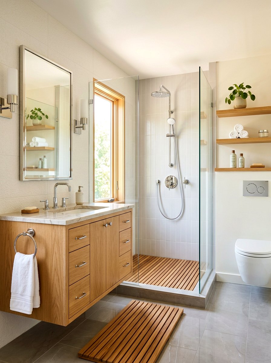 Wood Chrome Bathroom - 30 chrome bathroom ideas