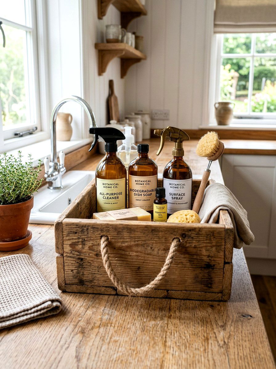 Wood Cleaning Crate - 30 organizing cleaning supplies ideas