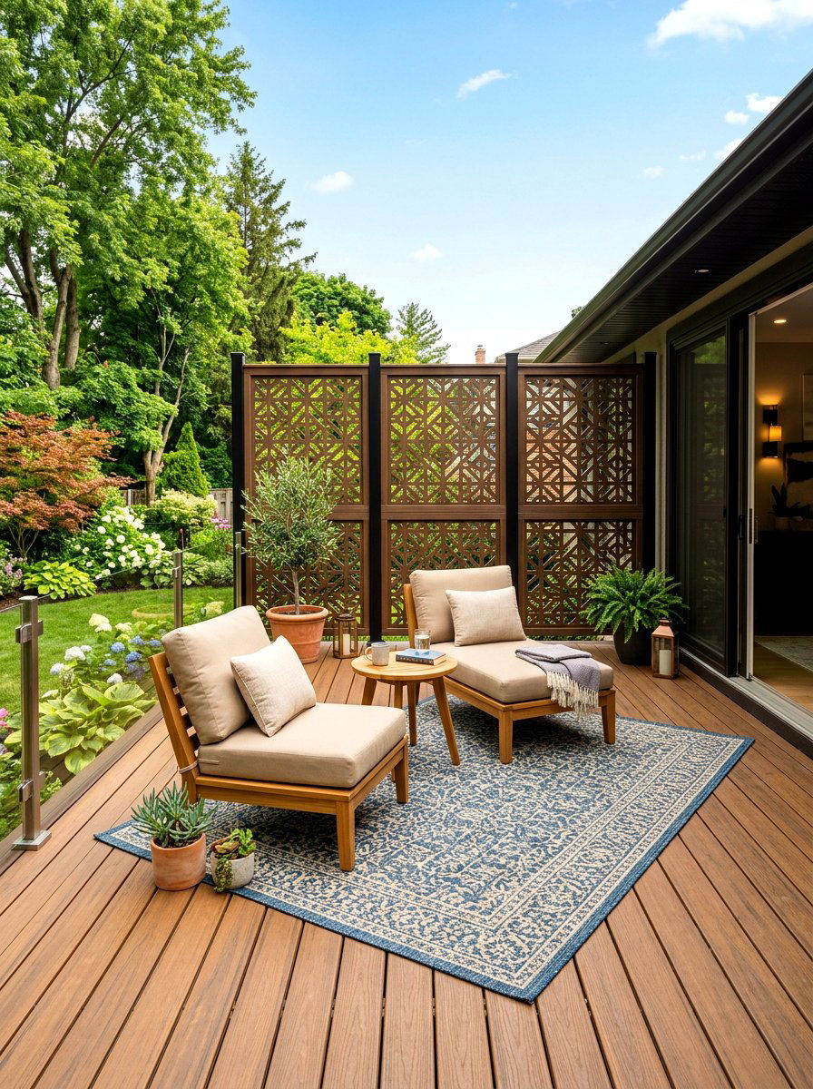 Wood Composite Deck Privacy Screen - 30 laser cut privacy panel ideas