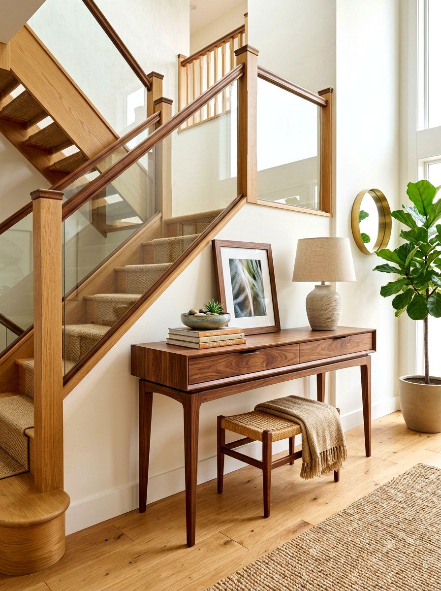 Wood Console Table Behind Stairs - 30 console behind stairs ideas