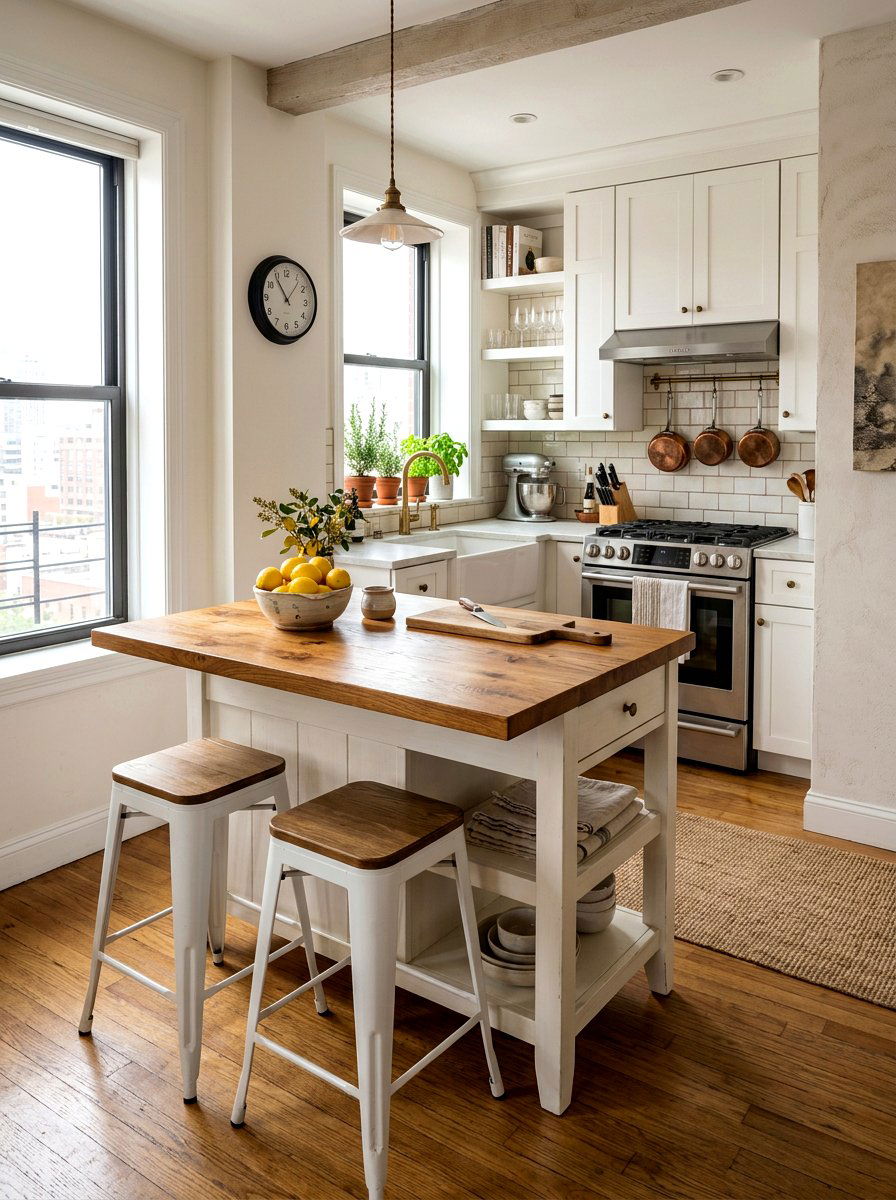 Wood Countertop Finish - 30 tiny apartment kitchen ideas