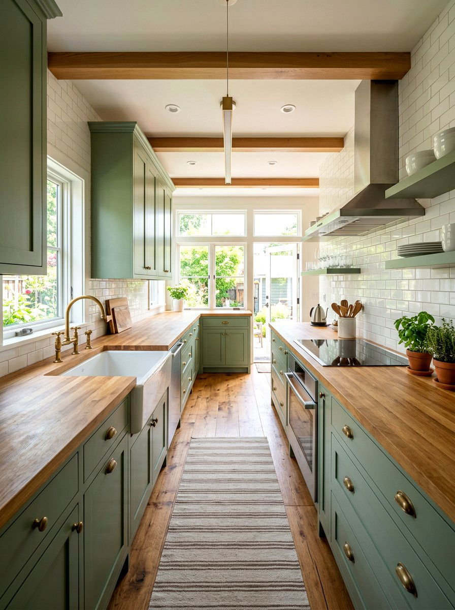 Wood Countertop Galley Kitchen - 30 tiny galley kitchen ideas