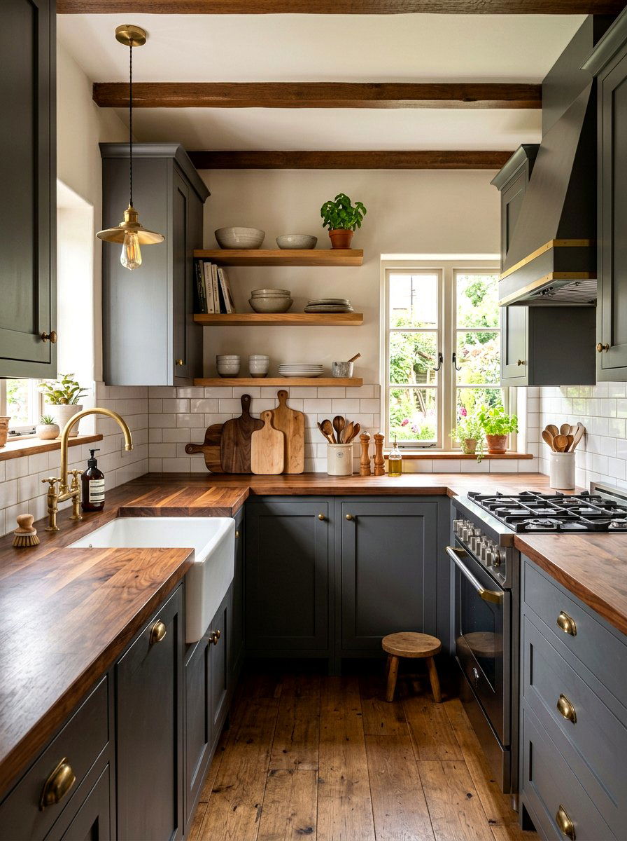 Wood Countertop Kitchen - 30 small cottage kitchen ideas