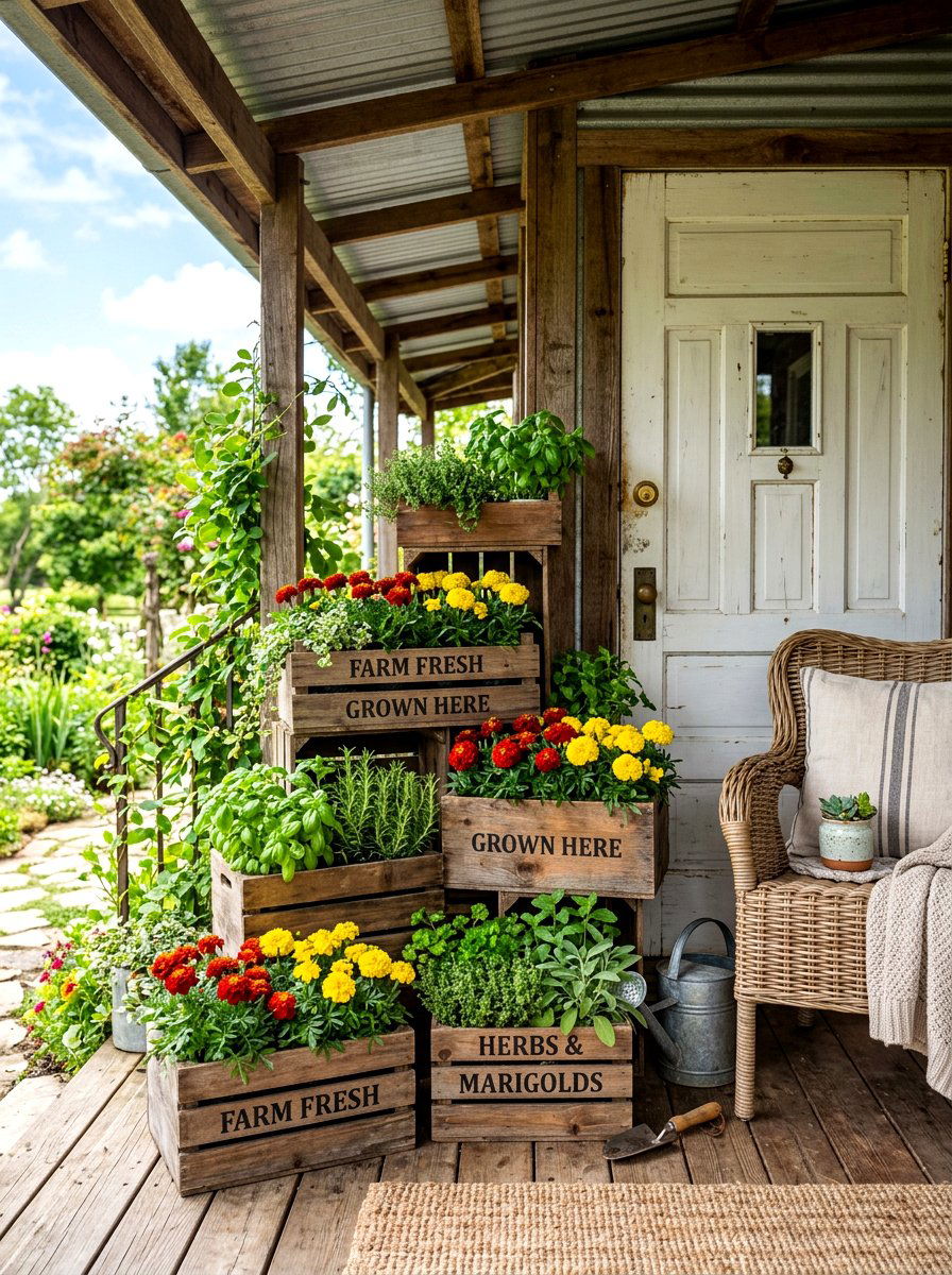 Wood Crate Garden - 30 diy look planter ideas