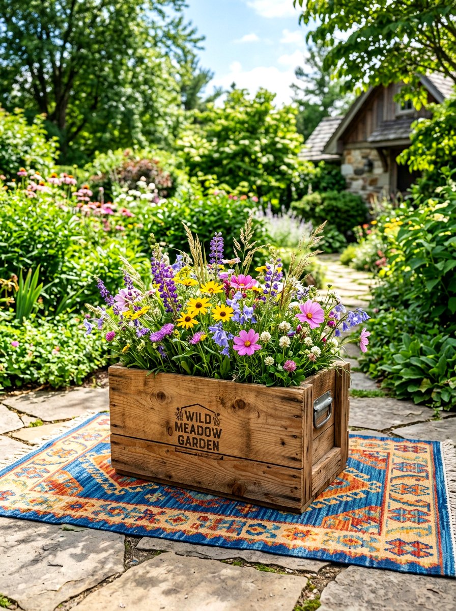 Wood Crate Planter - 30 balcony container garden ideas