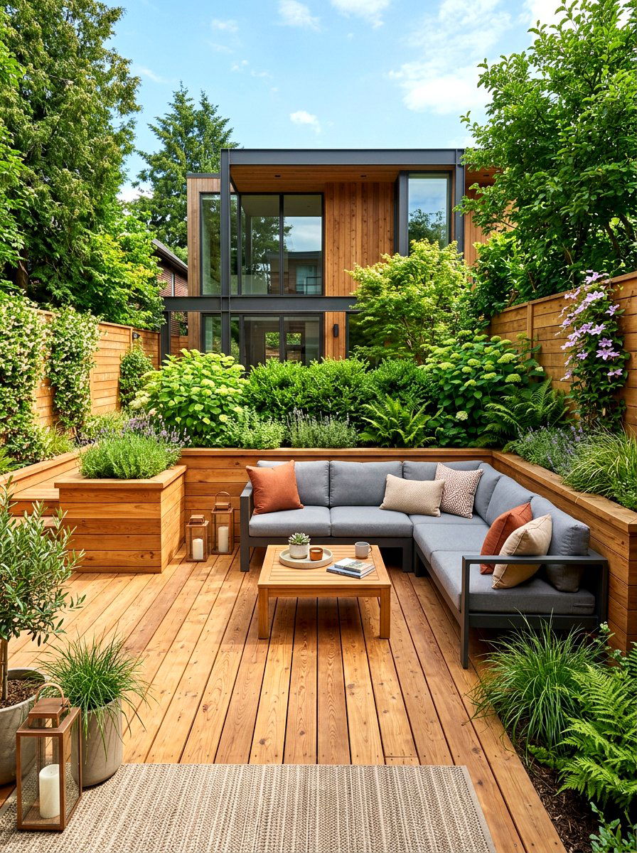 Wood Deck Courtyard - 30 kitchen courtyard garden ideas
