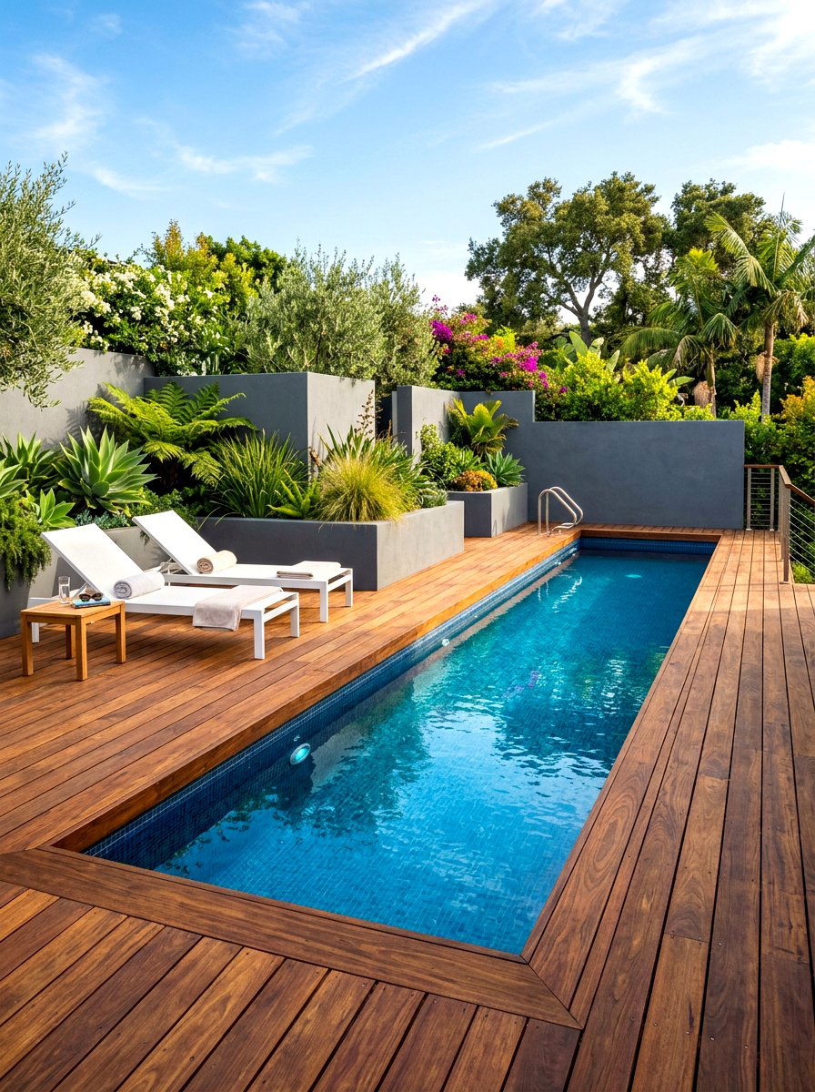 Wood Deck Lap Pool - 30 lap pool backyard ideas