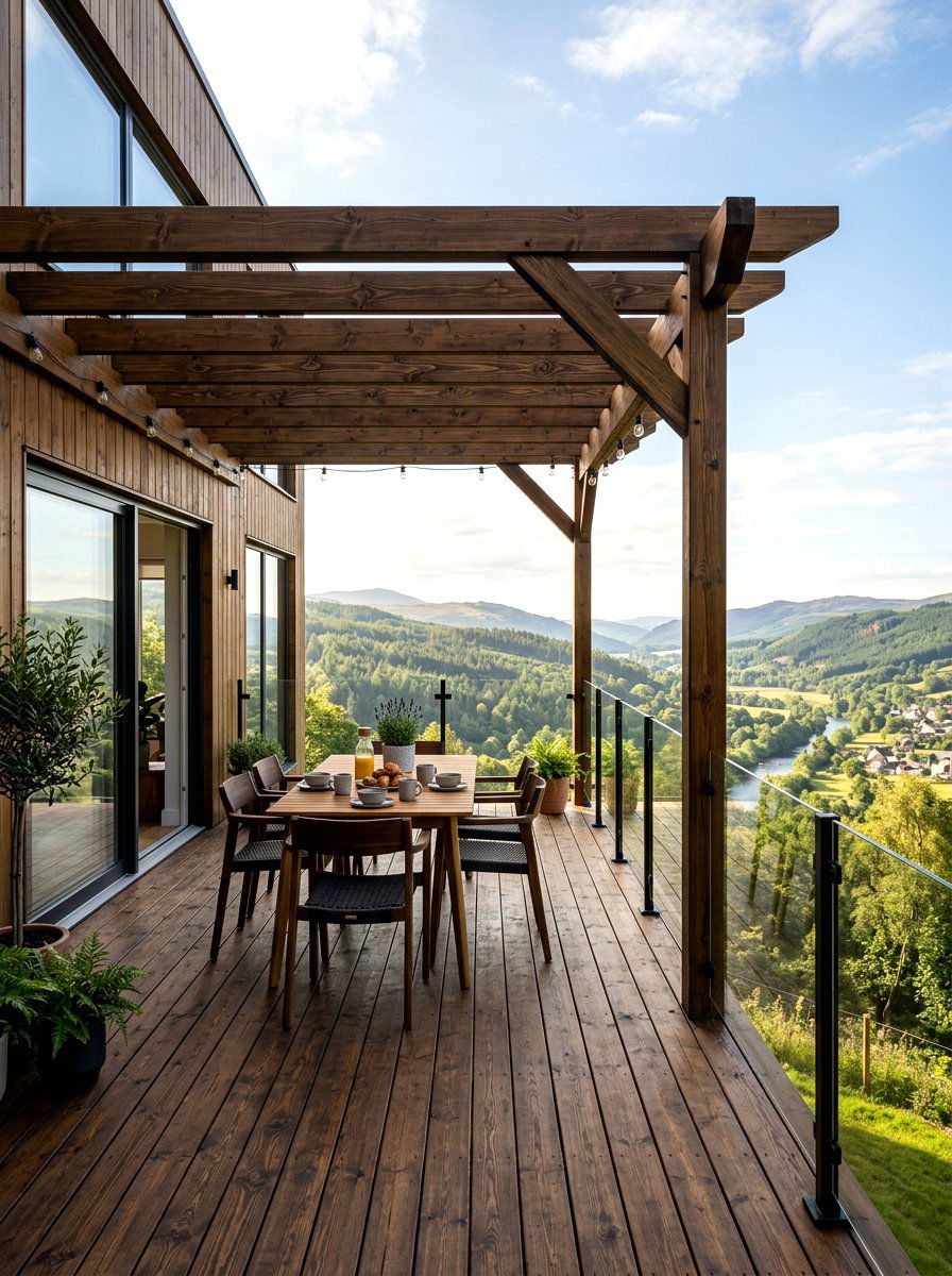 Wood Deck Pergola - 30 outdoor breakfast pergola ideas