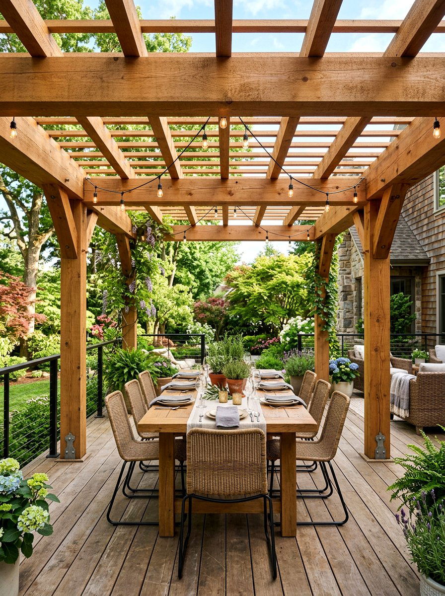 Wood Deck Pergola - 30 deck makeover ideas