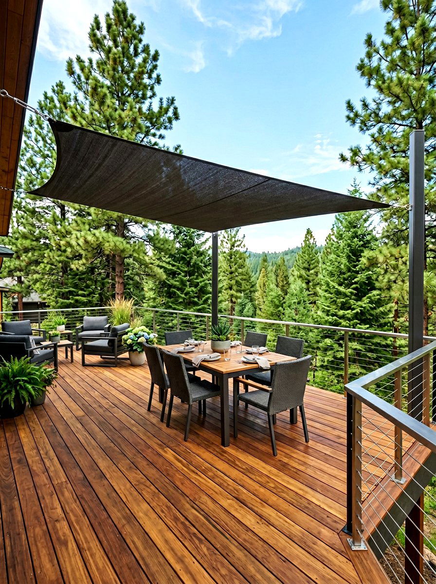 Wood Deck Rectangle Shade Sail - 30 shade sail ideas