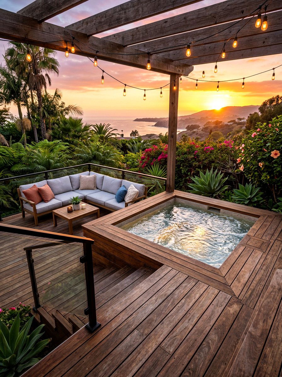 Wood Deck Spa Pool - 30 spa pool backyard ideas
