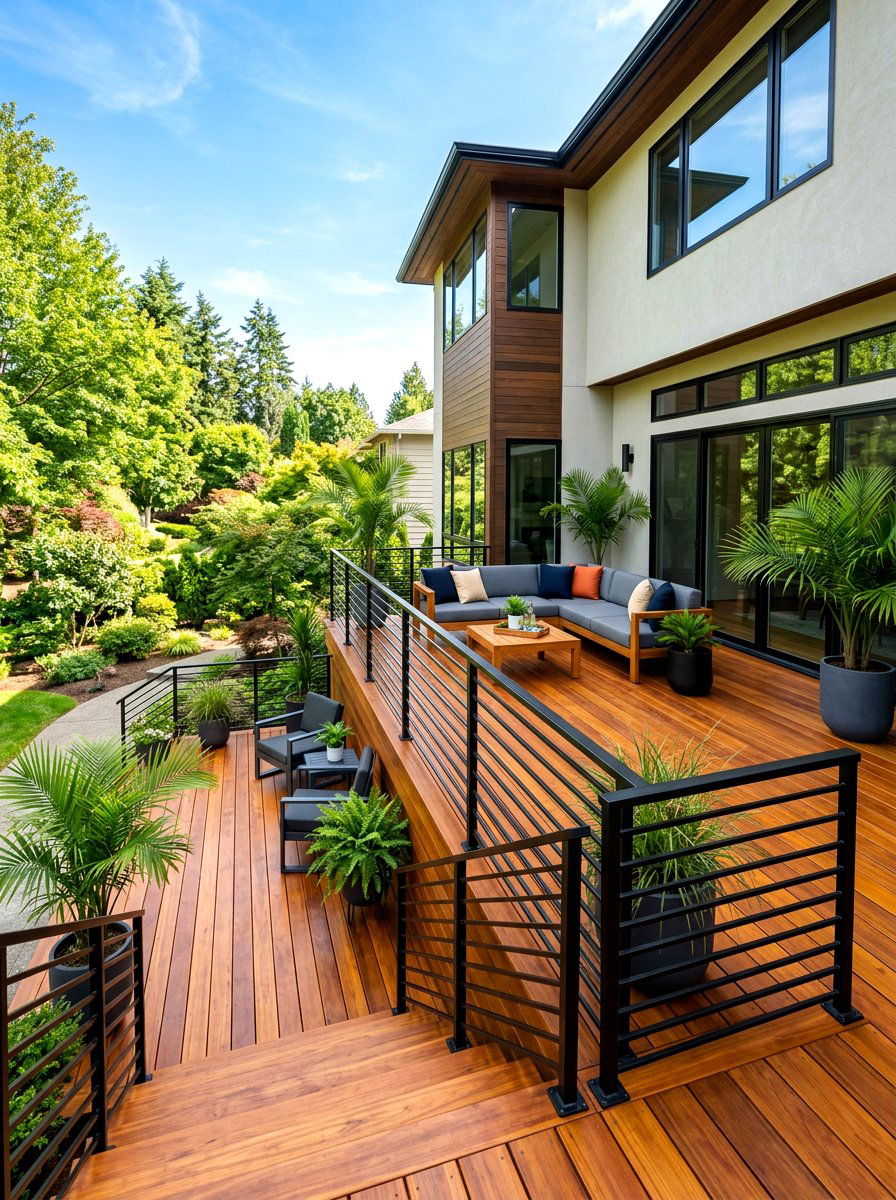 Wood Deck - 30 backyard landscaping ideas
