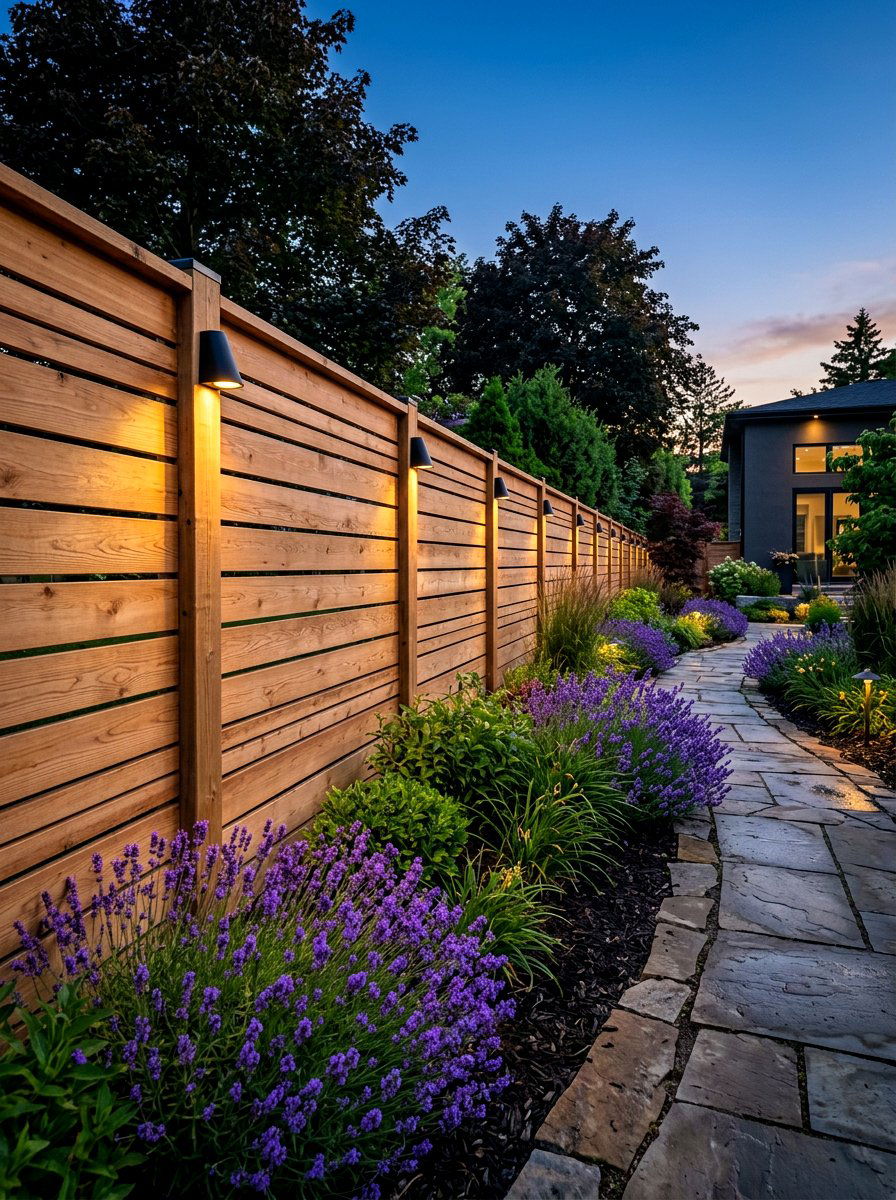 Wood Fence Lighting - 30 cozy outdoor lighting ideas