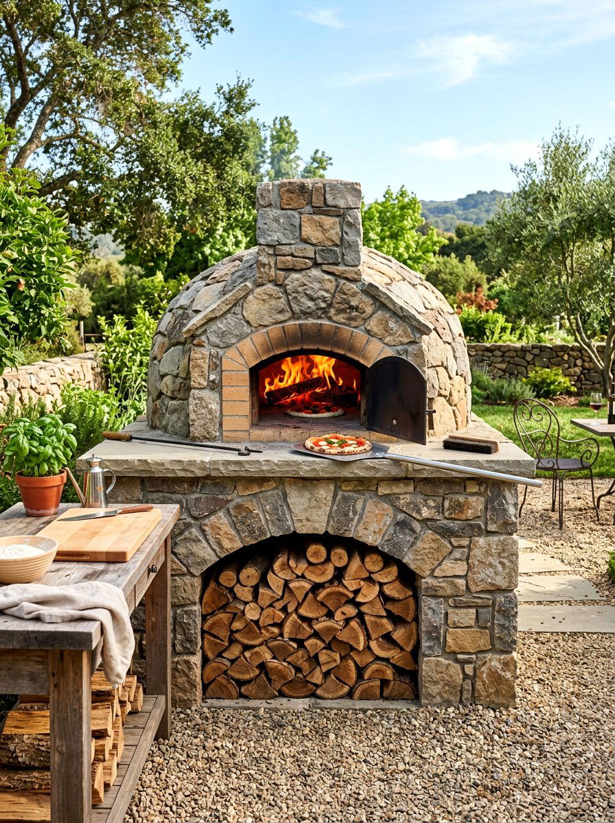 Wood Fired Pizza Oven With Wood Storage - 30 pizza oven patio design ideas