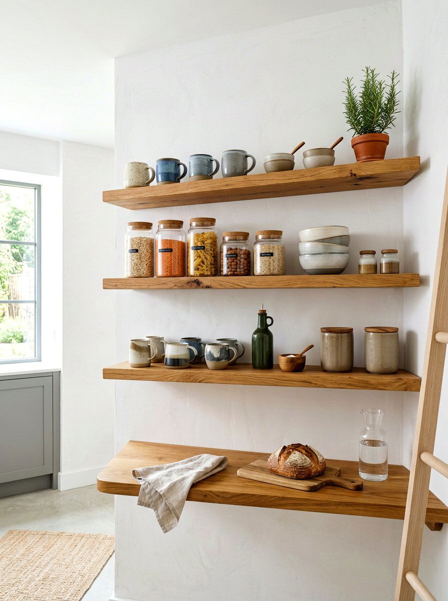 Wood Floating Shelves Pantry - 30 butler pantry storage ideas