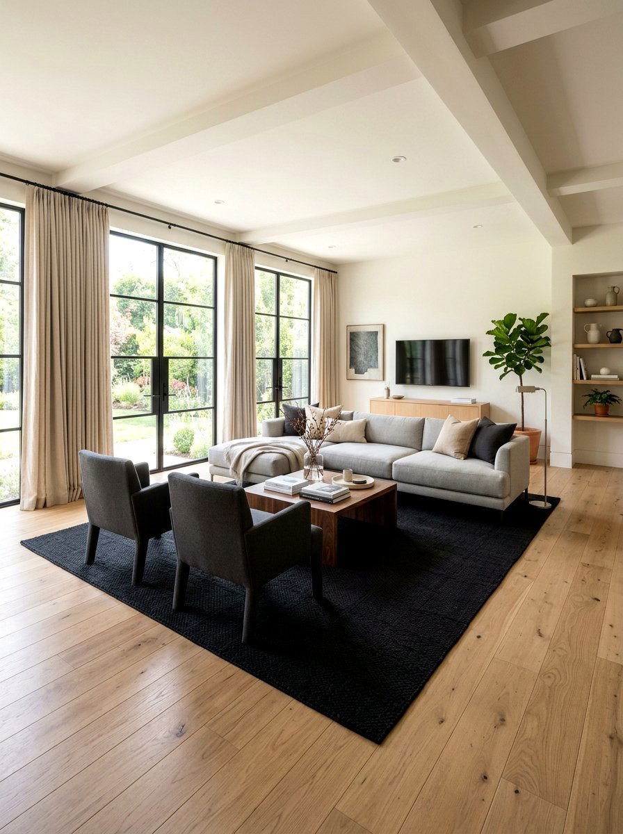 Wood Floor Black Area Rug - 30 black and wood decor ideas