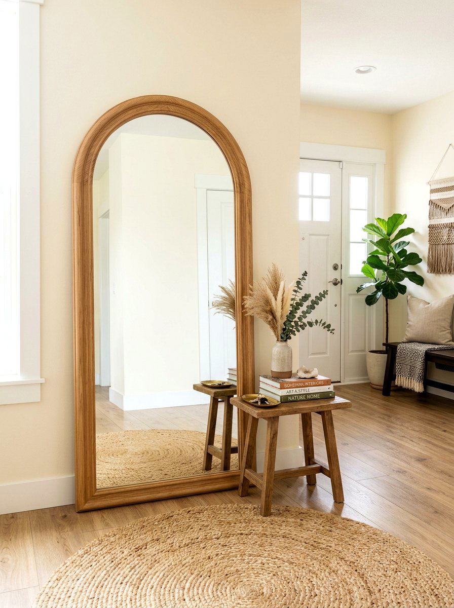 Wood Frame Arched Mirror Entryway - 30 arched foyer mirror ideas