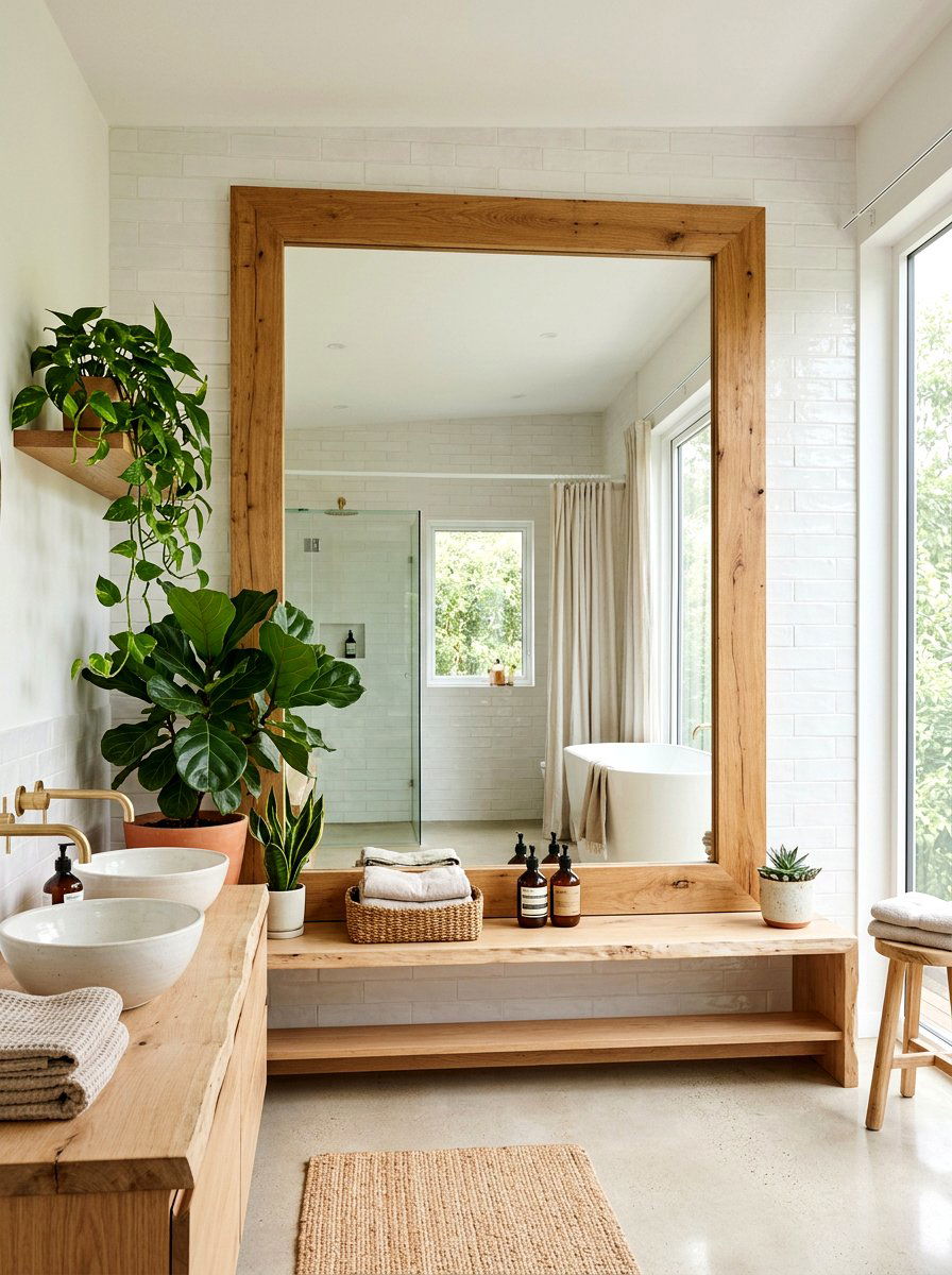Wood Frame Mirror Wall - 30 mirror wall bathroom ideas