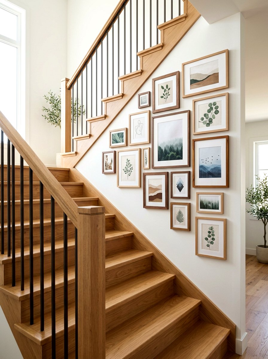 Wood Frame Stair Gallery - 30 stair gallery wall ideas