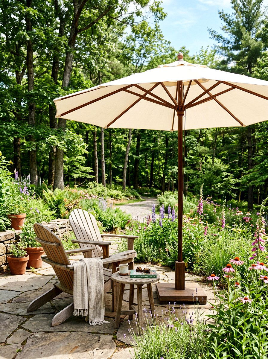 Wood Frame Umbrella - 30 patio umbrella ideas