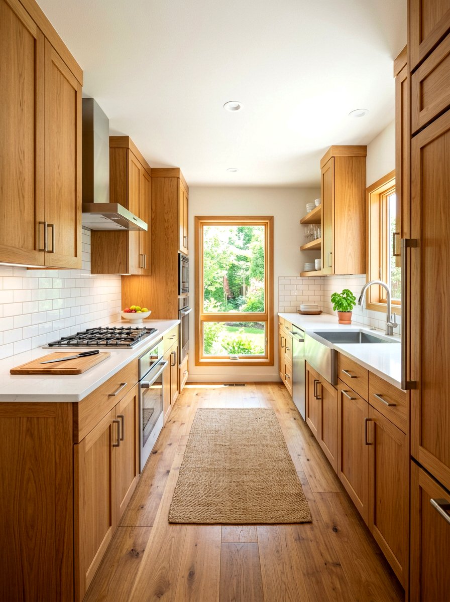 Wood Galley Kitchen - 30 cozy galley kitchen ideas