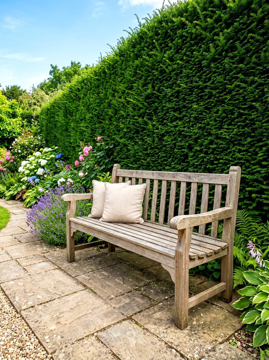 Wood Garden Bench - 30 meditation garden ideas