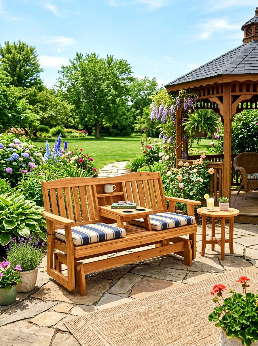 Wood Glider Chair - 30 gazebo seating ideas